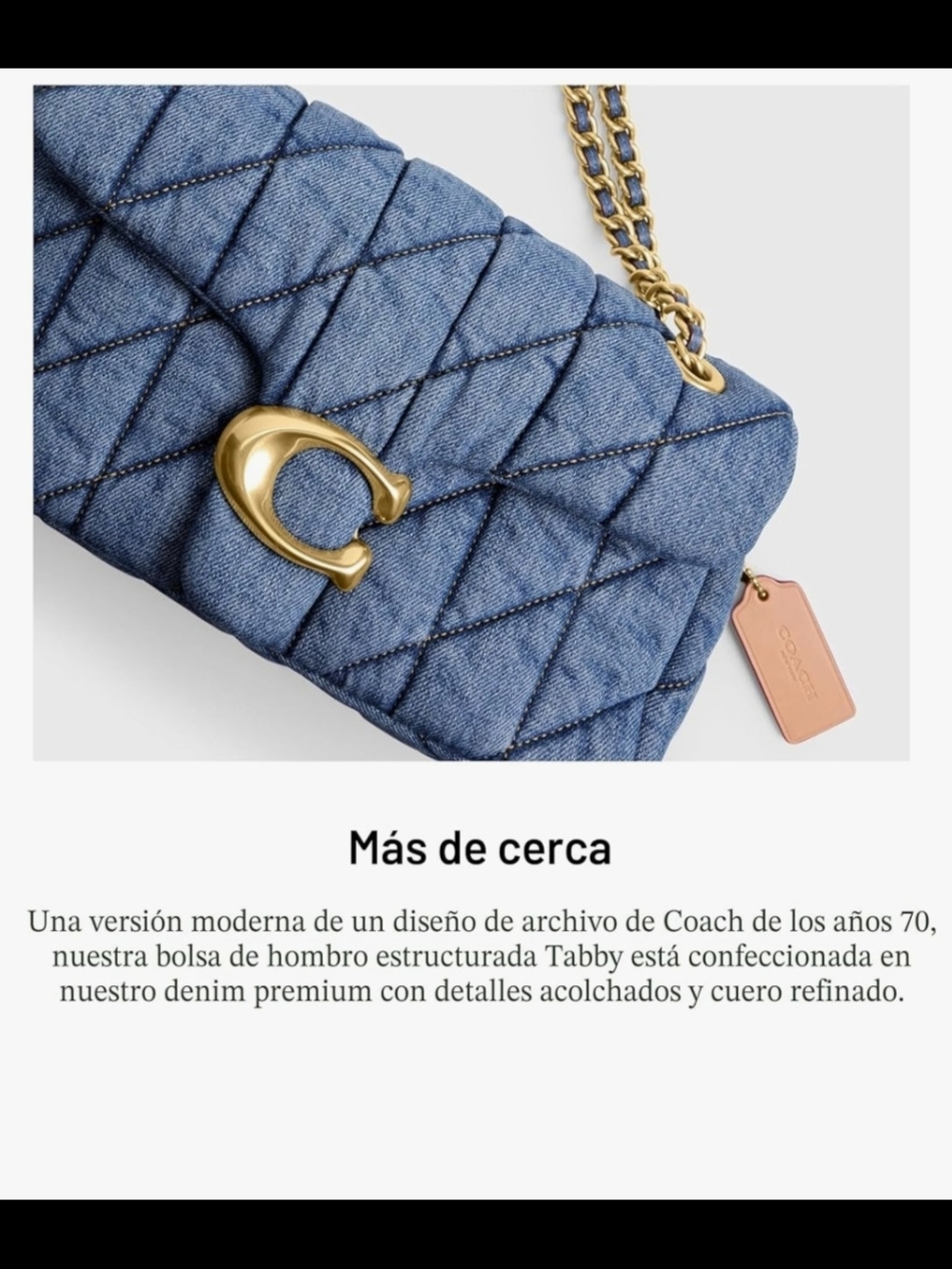 Coach  Tabby 26 Quilted Denim Crossbody with Gold Chain - Picture 6 of 7